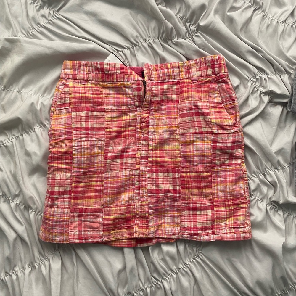 Khaki Plaid Mini Skirt